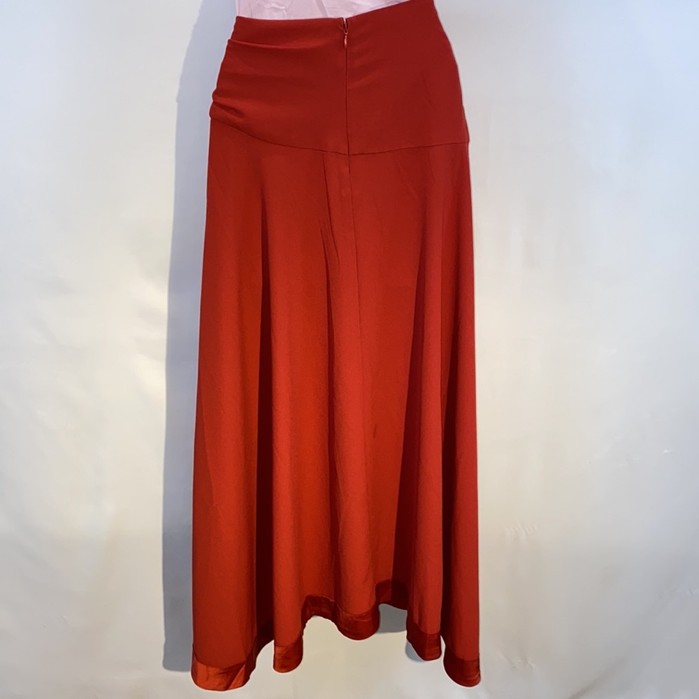Anthropologie Mare Mare satin ruffle wrap midi skirt in red NWT - Picture 12 of 17